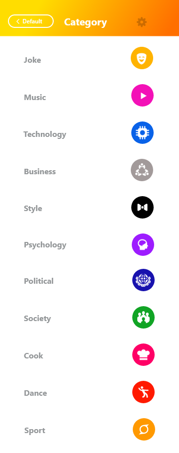 Community category screen